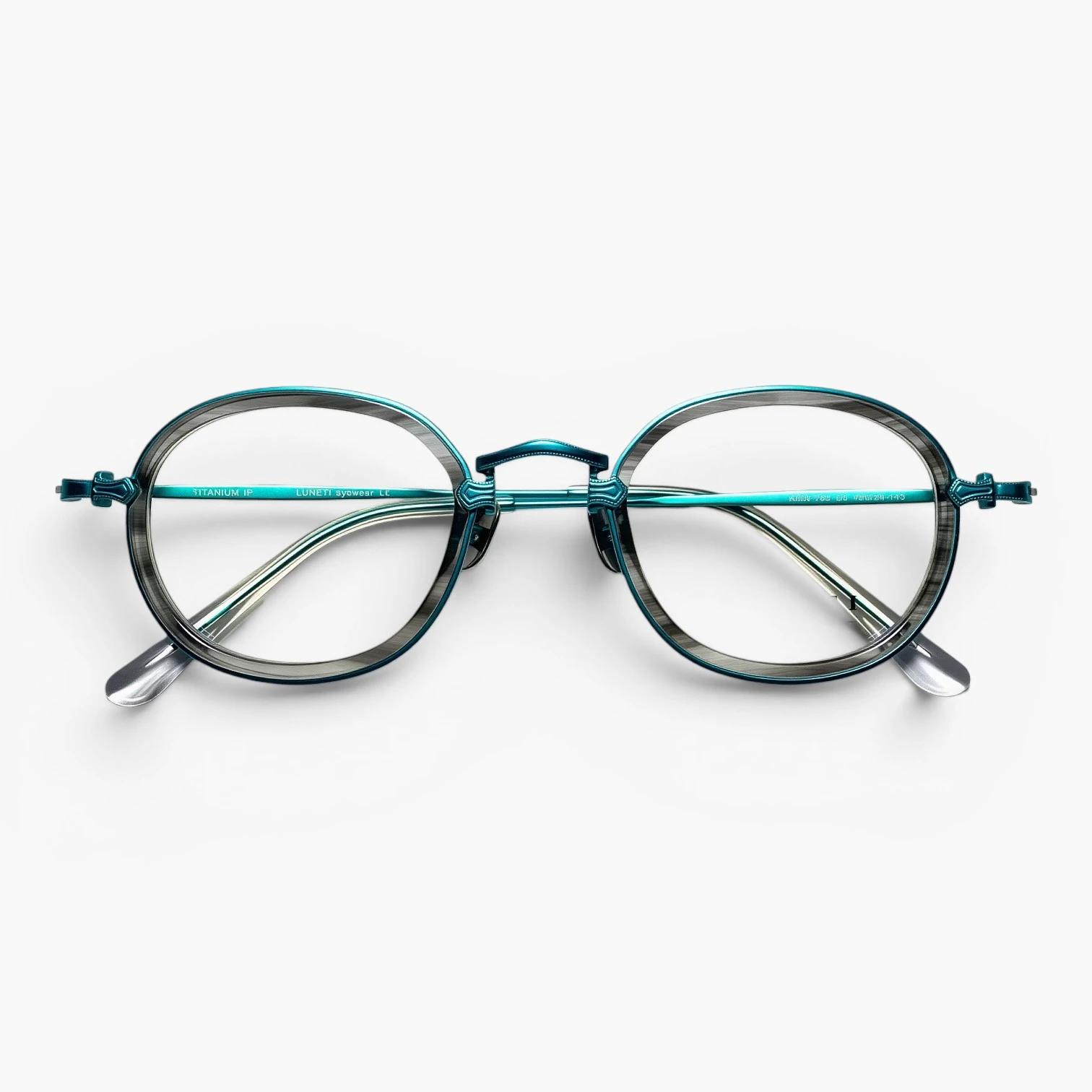 Lunettes ovales Luneti Eclipse couleur Jade Aqua - monture pliée